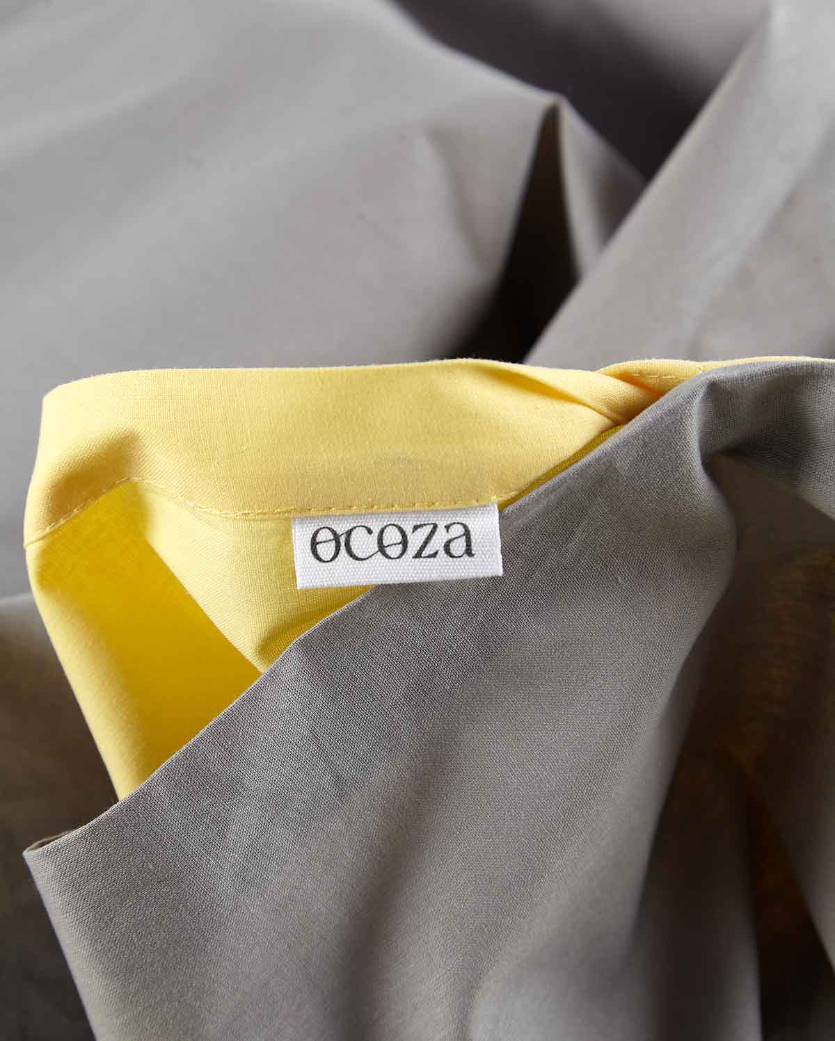 Reversible Percale Bedding Set - Yellow & Dove Grey - Image 7