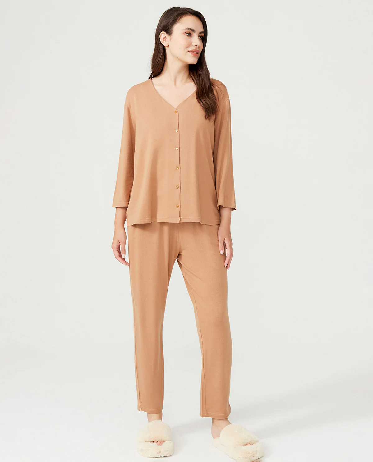 Plus Size Loungewear Set - Light Brown
