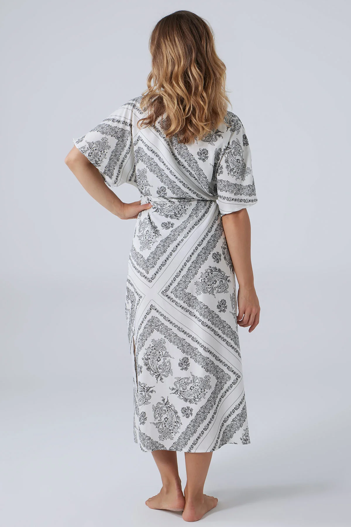 Printed Kimono - Black White - Image 3