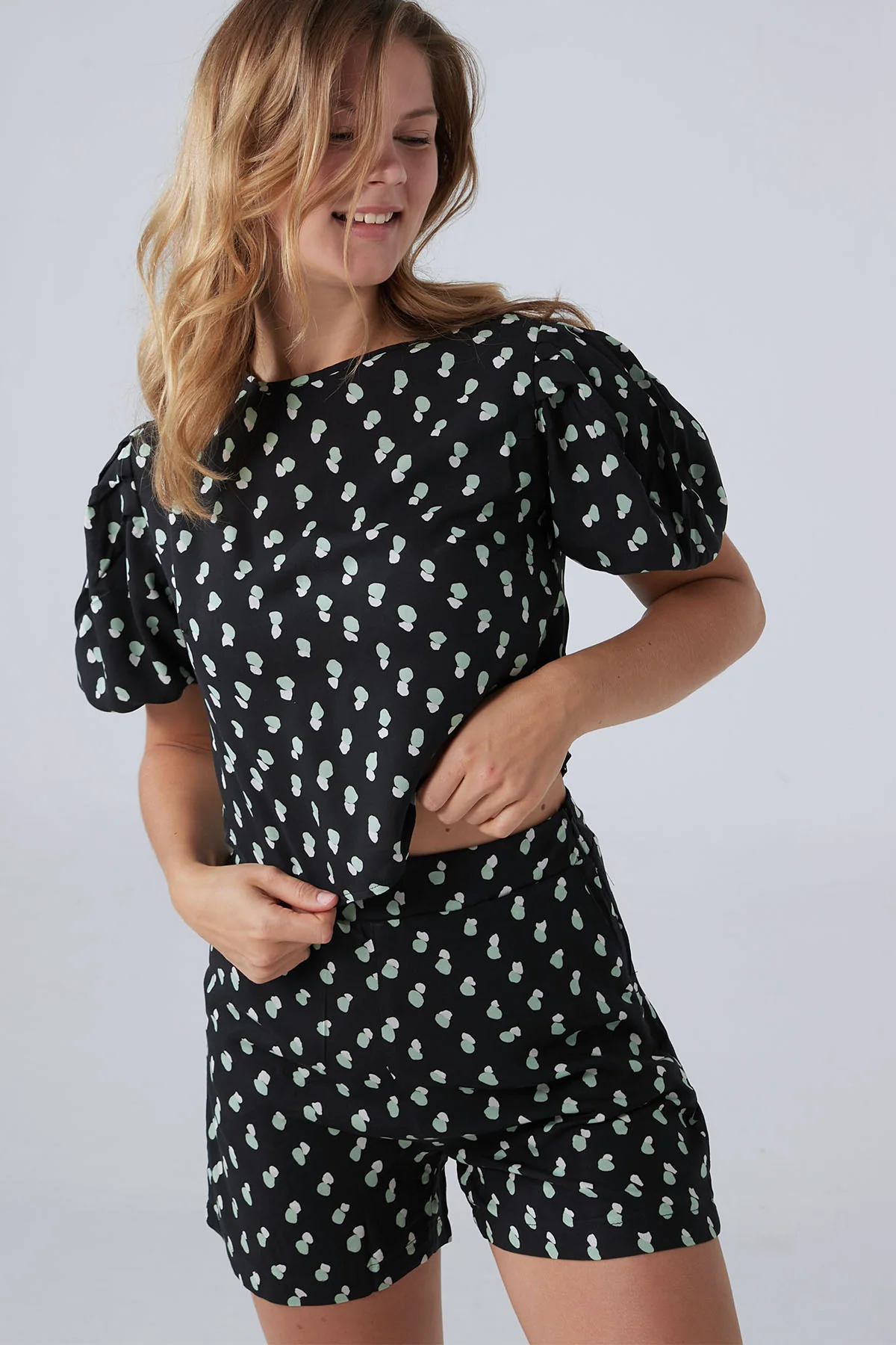 Printed Pyjama Set - Black - Image 4
