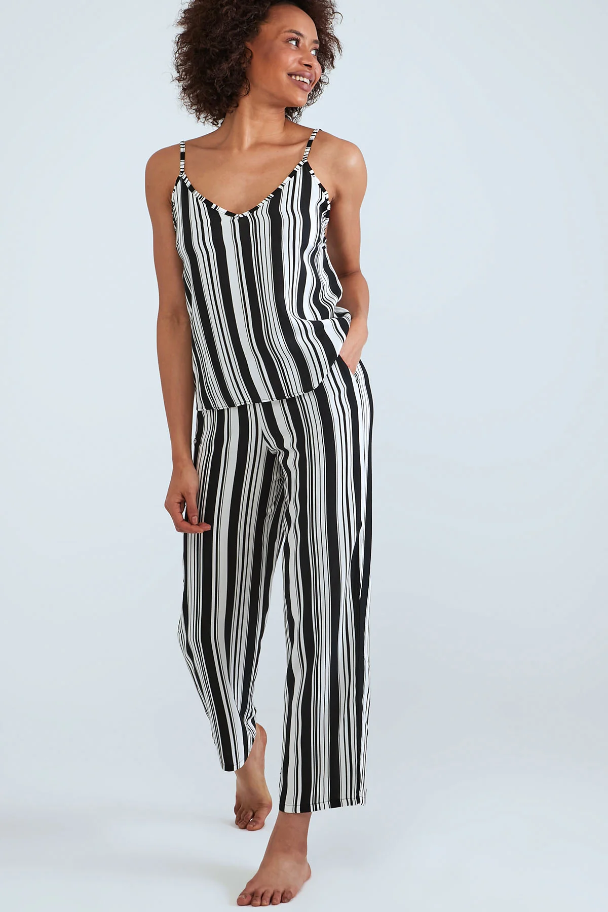Printed Pyjama Set - Black White - Image 2