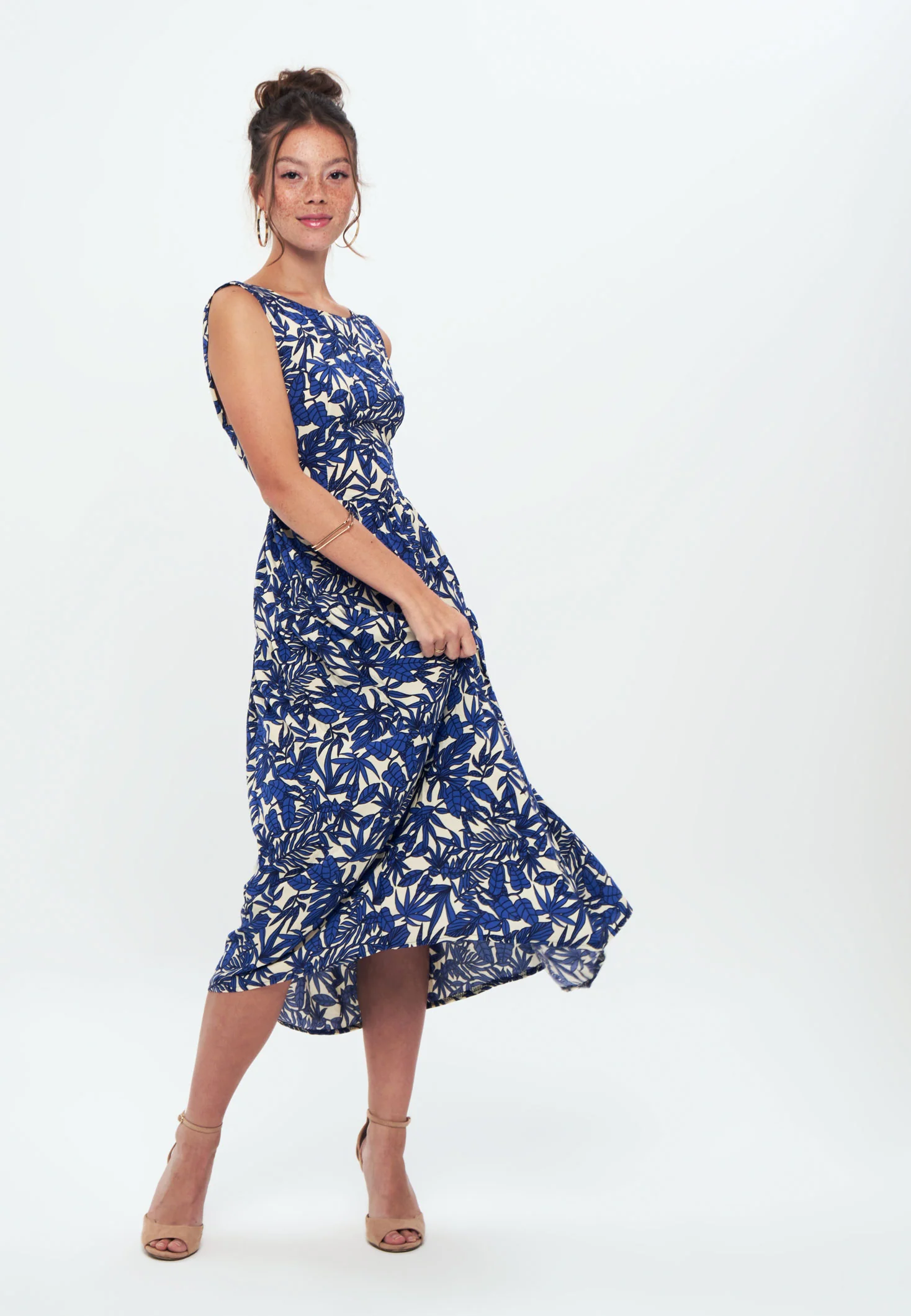 Printed Tie Back Long Dress - Day dress - navy blue - Image 4