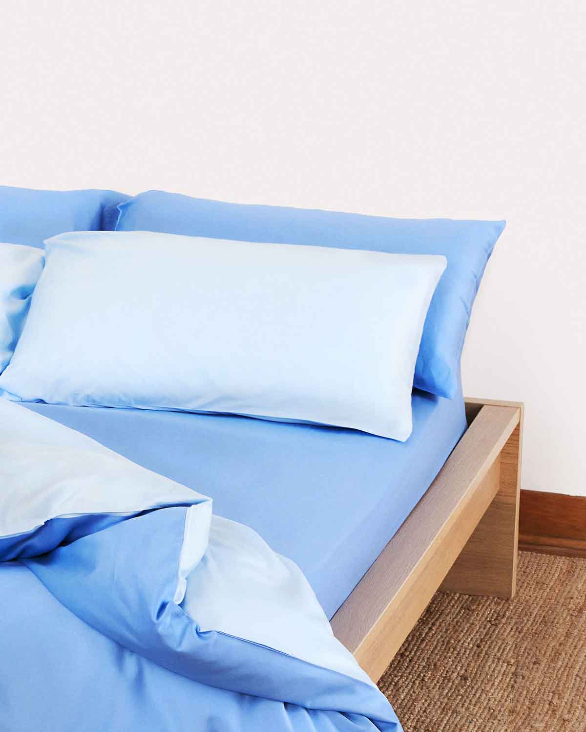 Reversible Percale Bedding Set - Blue & Baby Blue - Image 3