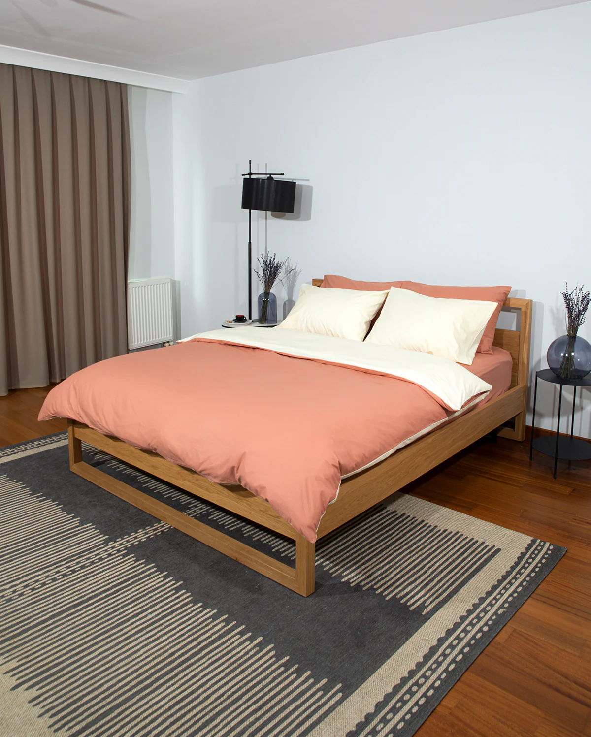 Reversible Percale Bedding Set - Peach & Ecru - Image 3