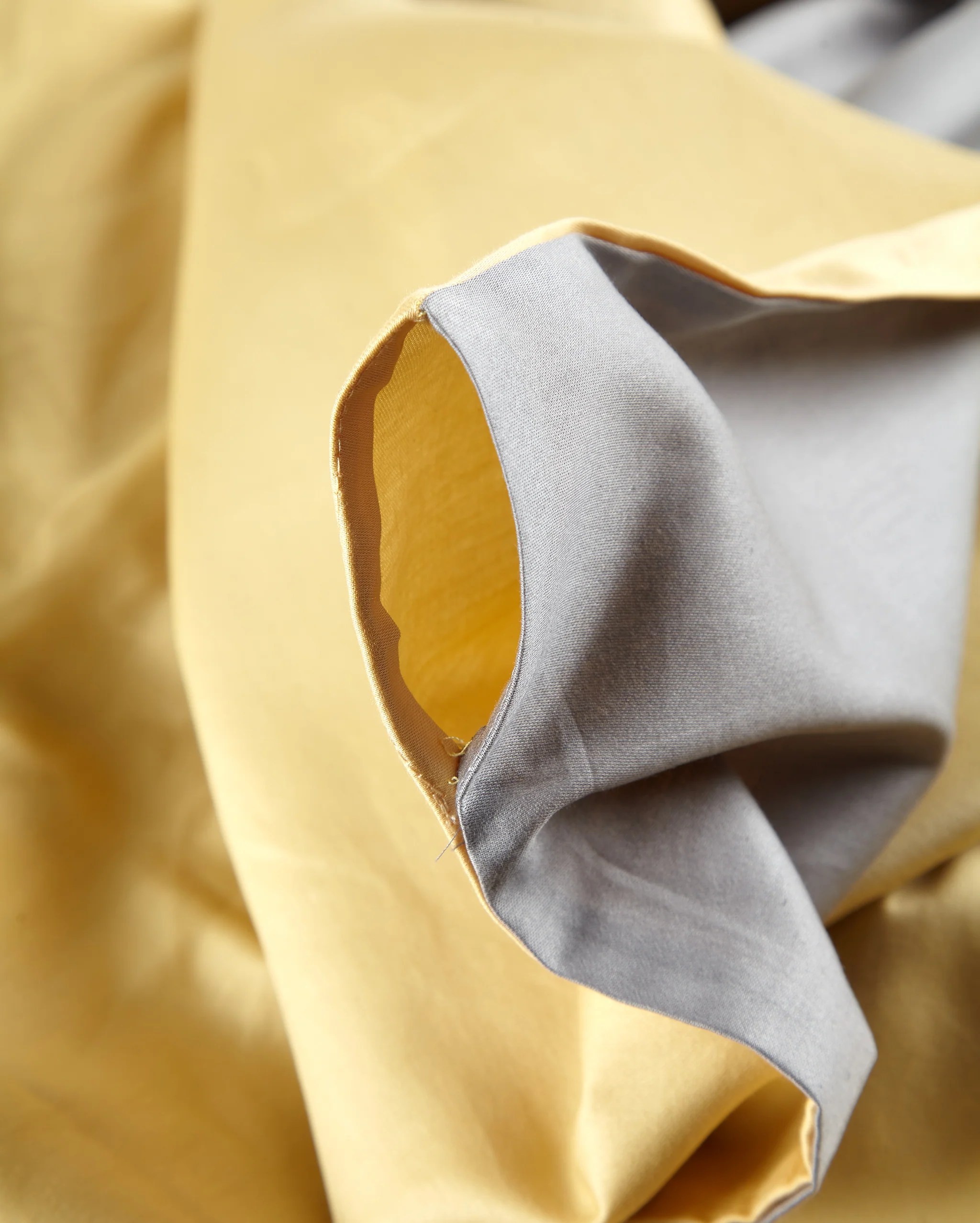 Reversible Sateen Bedding Set - Yellow & Dove Grey - Image 13