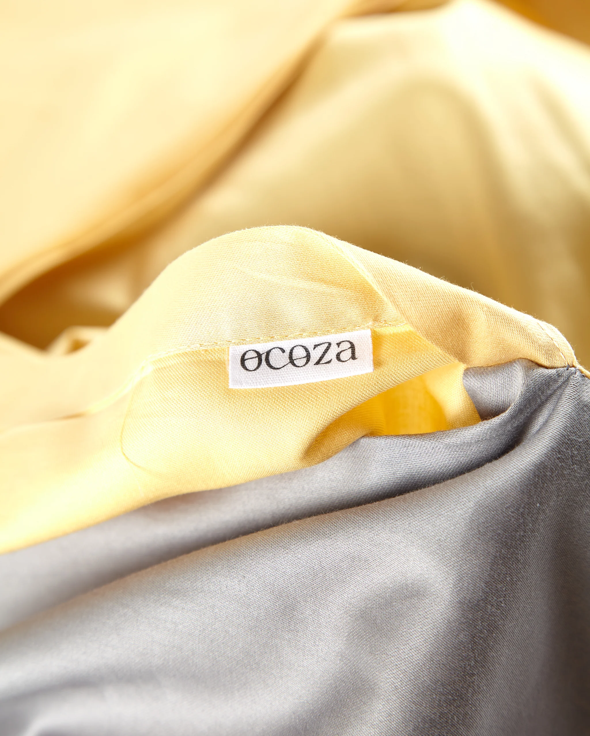 Reversible Sateen Bedding Set - Yellow & Dove Grey - Image 14