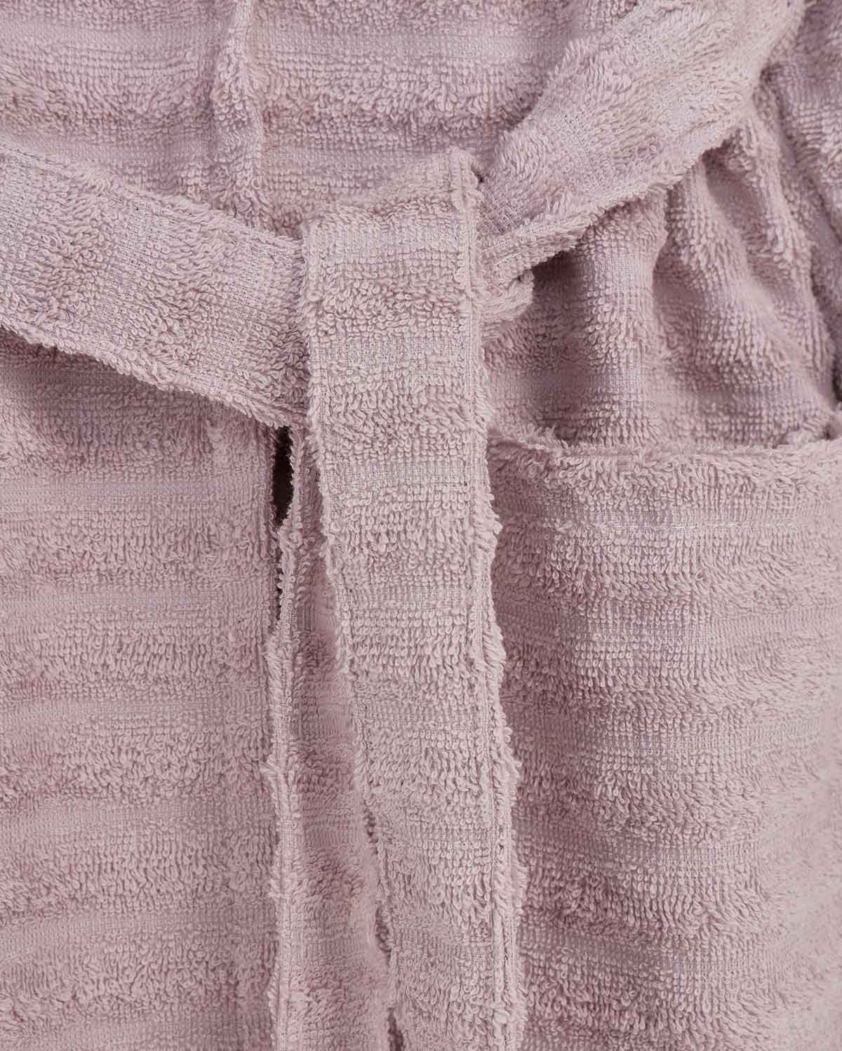 Ribbed Cotton Bathrobe - Dark Purple - Image 3
