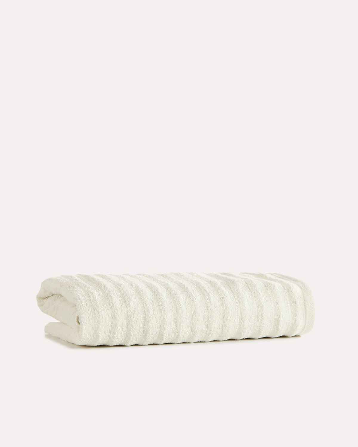 Ribbed Soft Cotton Towel Set - Cream (2 Towels) - Image 2