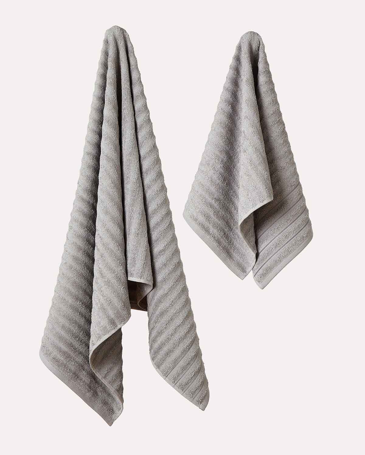 Cotton Ribbed Towel Set - Dark Grey (2 Towels) - Image 10