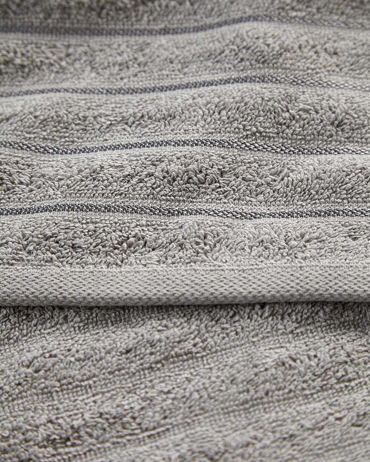 Cotton Ribbed Towel Set - Dark Grey (2 Towels) - Image 4
