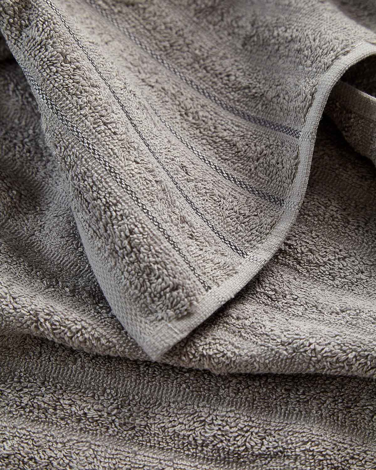 Cotton Ribbed Towel Set - Dark Grey (2 Towels) - Image 6