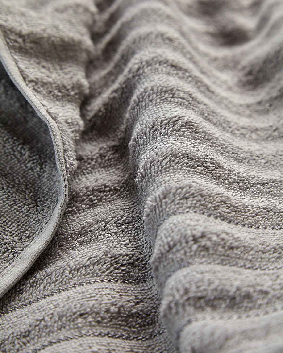 Cotton Ribbed Towel Set - Dark Grey (2 Towels) - Image 9