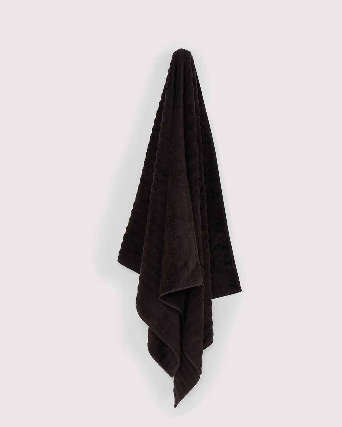 Ribbed Soft Cotton Towel Set - Black (3 Towels) - Image 10