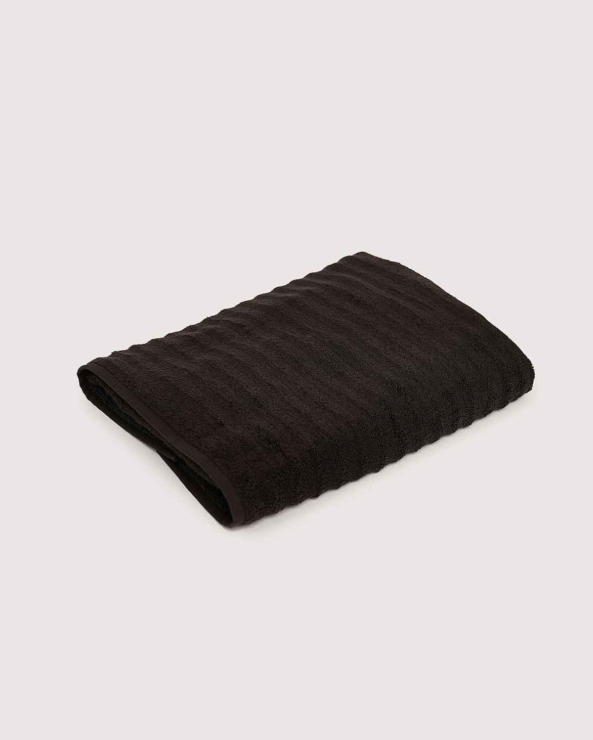 Ribbed Soft Cotton Towel Set - Black (3 Towels) - Image 11