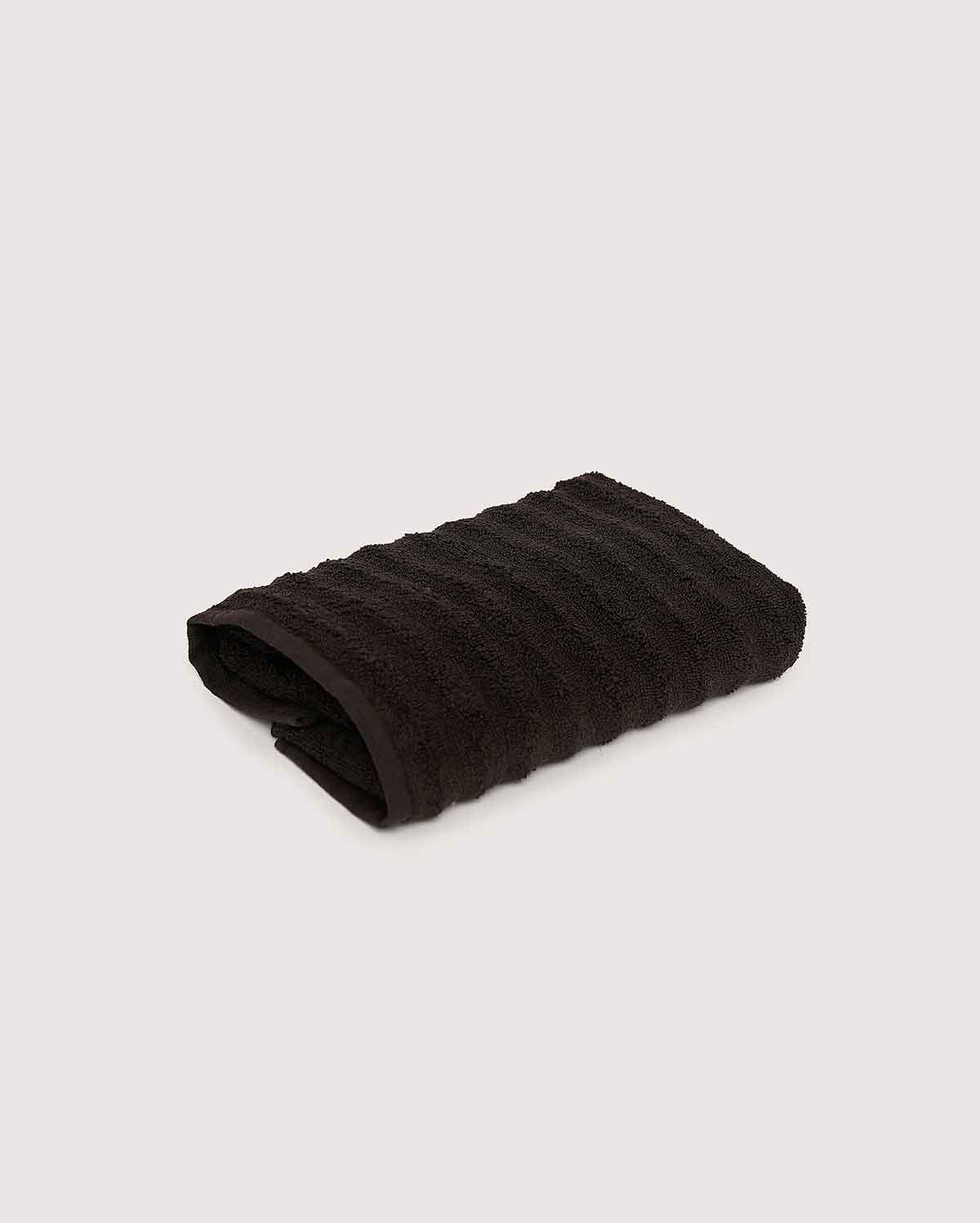 Ribbed Soft Cotton Towel Set - Black (3 Towels) - Image 9