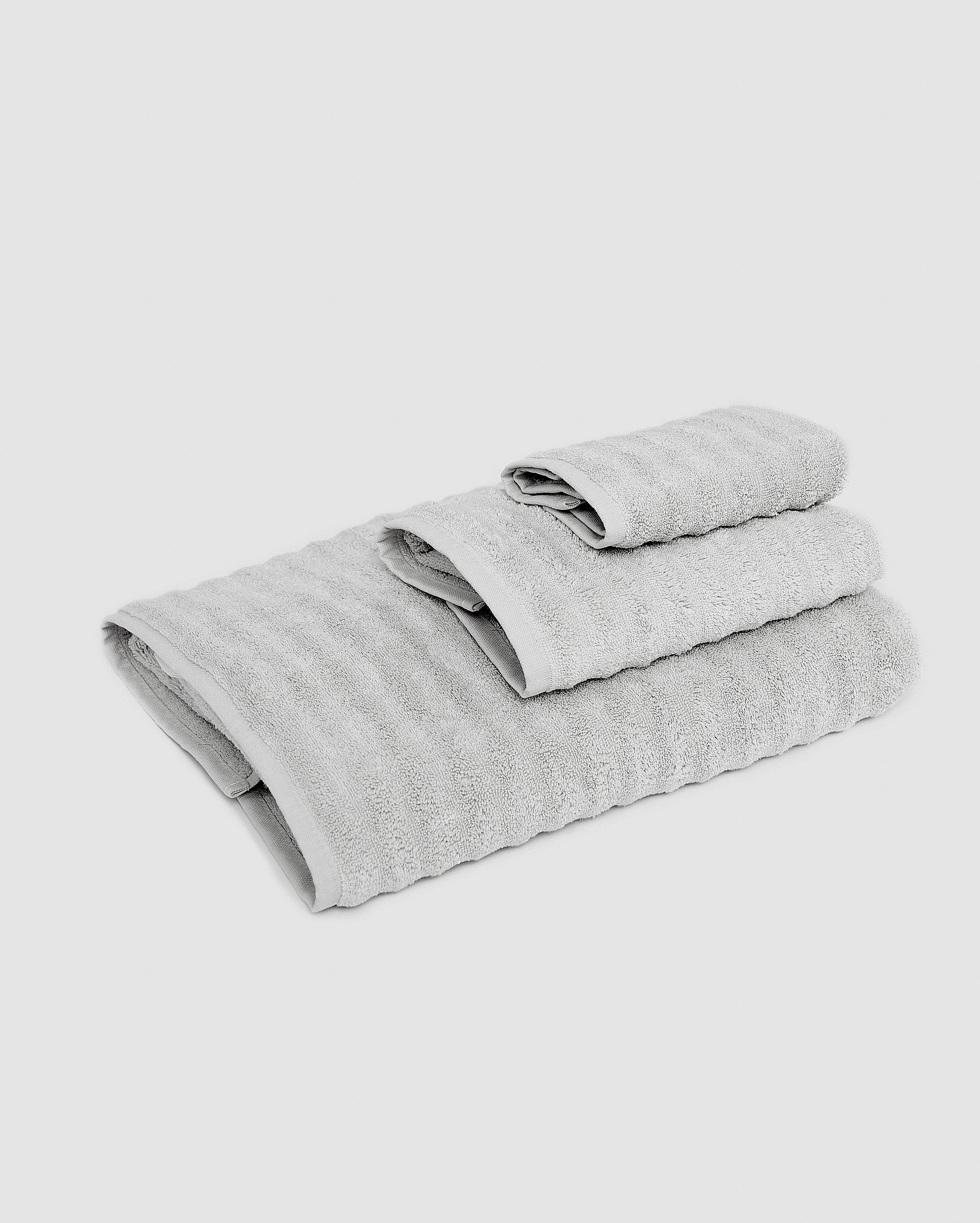 Ribbed Soft Cotton Towel Set - Grey (3 Towels)