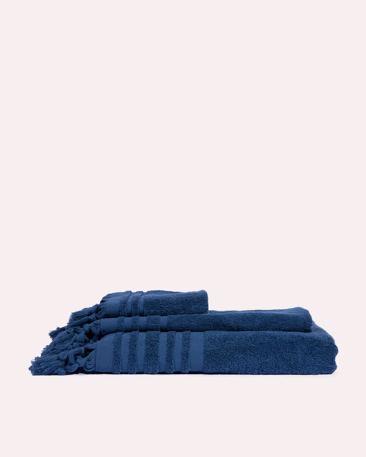 Ribbed Soft Cotton Towel Set - Blue (3 Towels) - Image 2