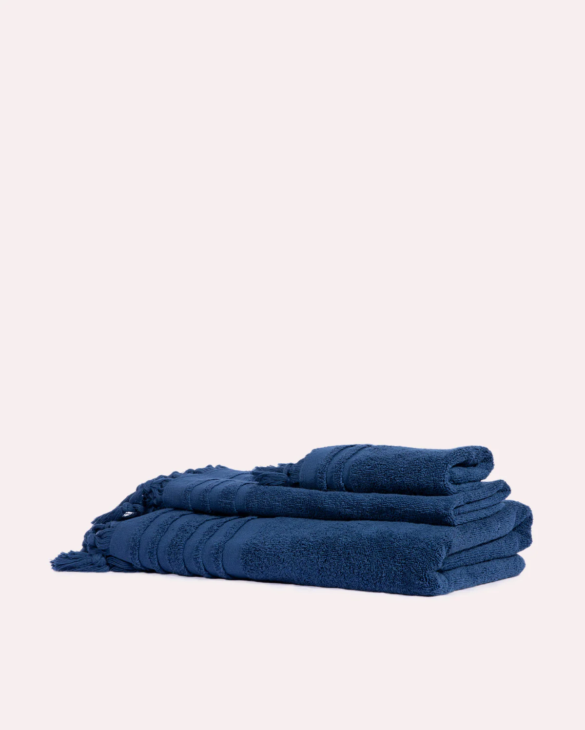 Ribbed Soft Cotton Towel Set - Blue (3 Towels) - Image 3