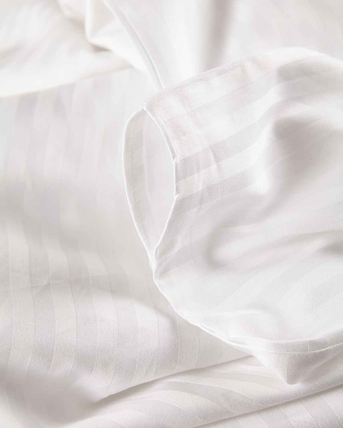 Sateen Stripe - Core Bedding Set (Flat) - White - Image 9