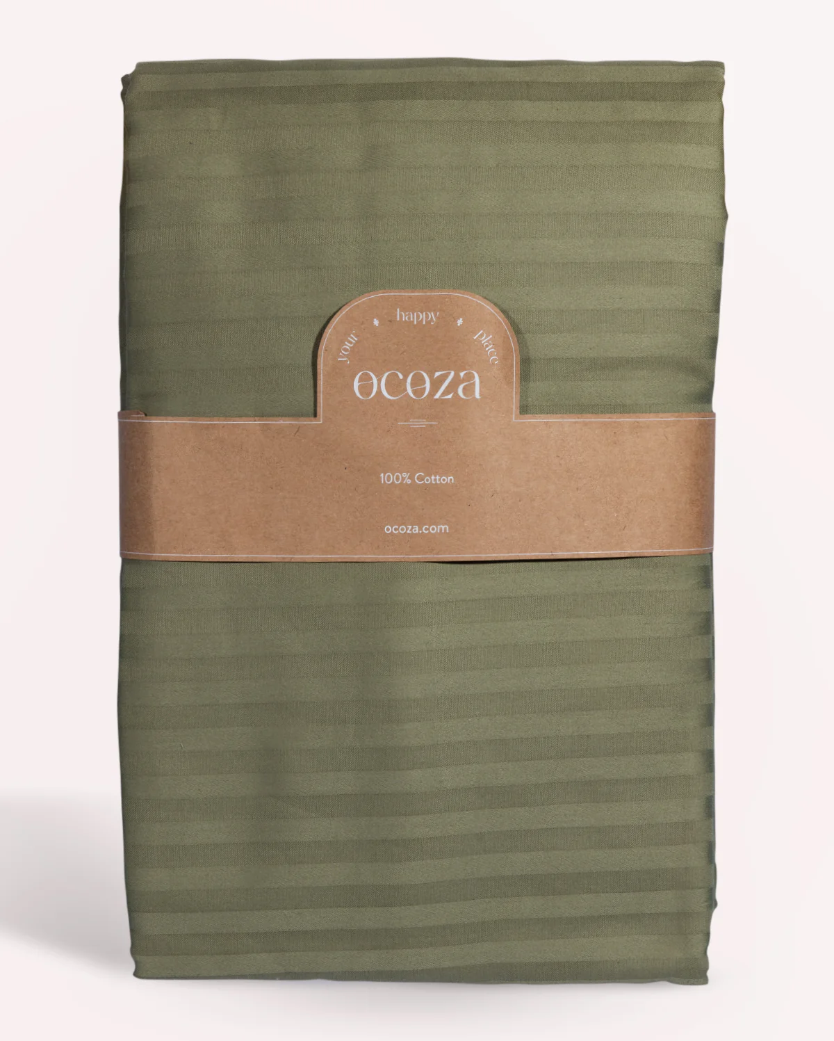 Sateen Stripe - Core Bedding Set - Oil Green & White - Image 3
