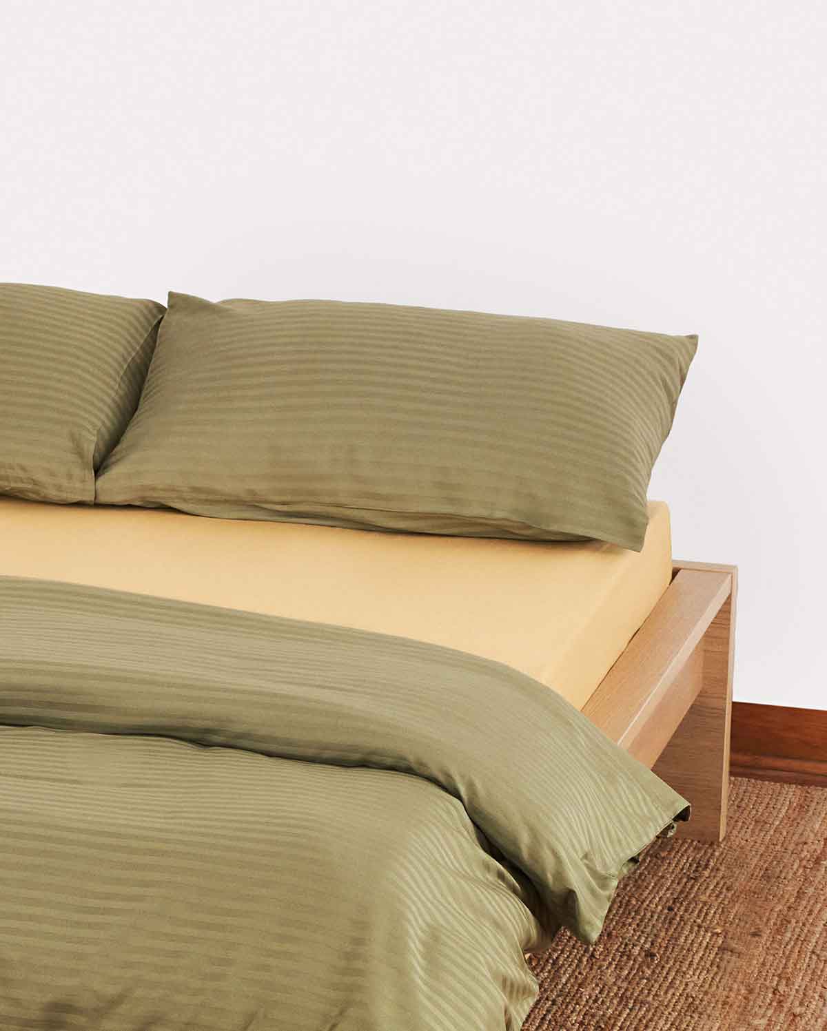 Sateen Stripe - Core Bedding Set - Oil Green & Gold - Image 3
