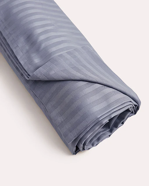 Sateen Stripe Flat Sheet - Dark Grey