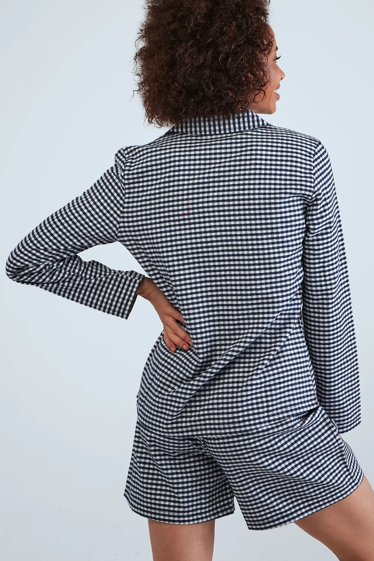 Shirt Long Sleeve Pyjama Set - Navy Blue - Image 2