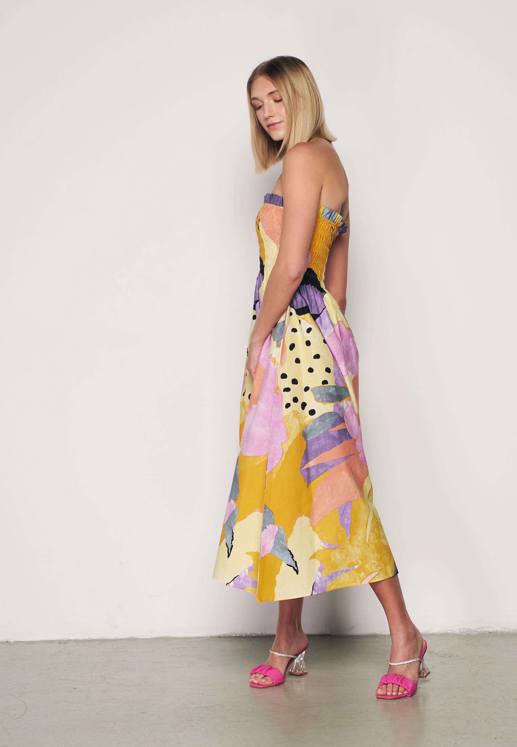Sleeveless Patterned Sundress - Pink & Yellow - Image 7