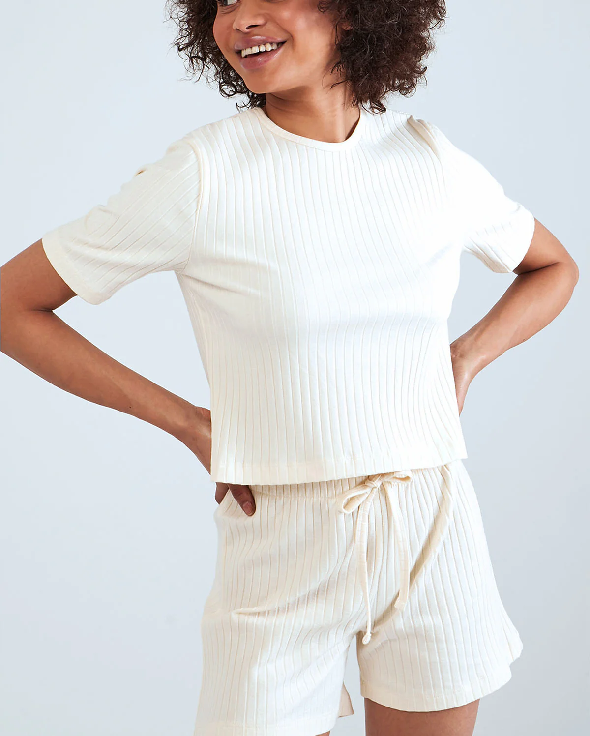 Soft Cotton Short Pyjama Set - White - Image 3