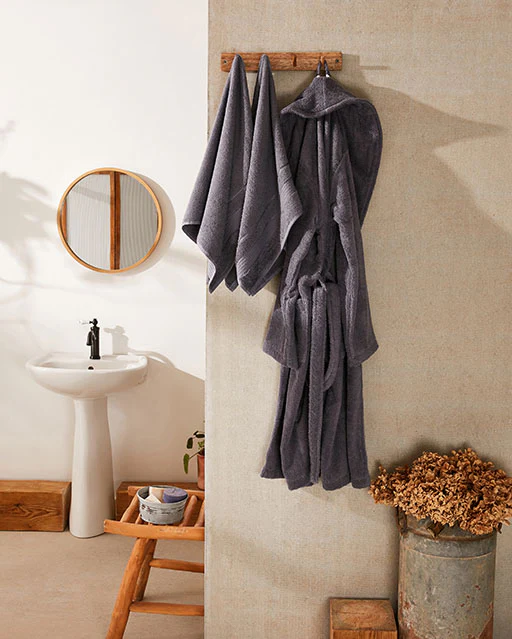 Spa Cotton Bathrobe Set 3 pcs - Dark Grey