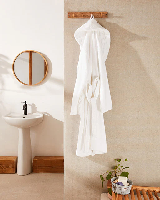 Spa Cotton Bathrobe - White - Image 4