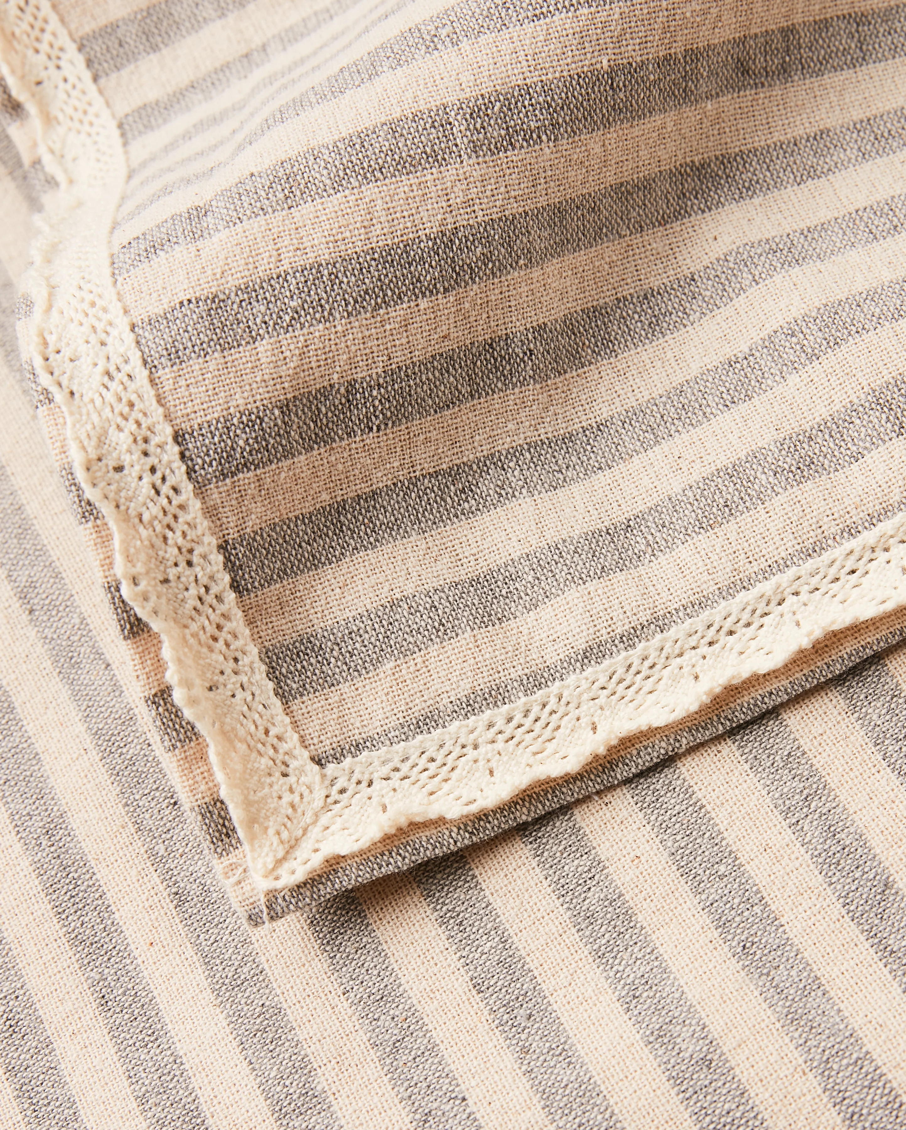 Striped Linen Table Cloth - Grey - Image 3