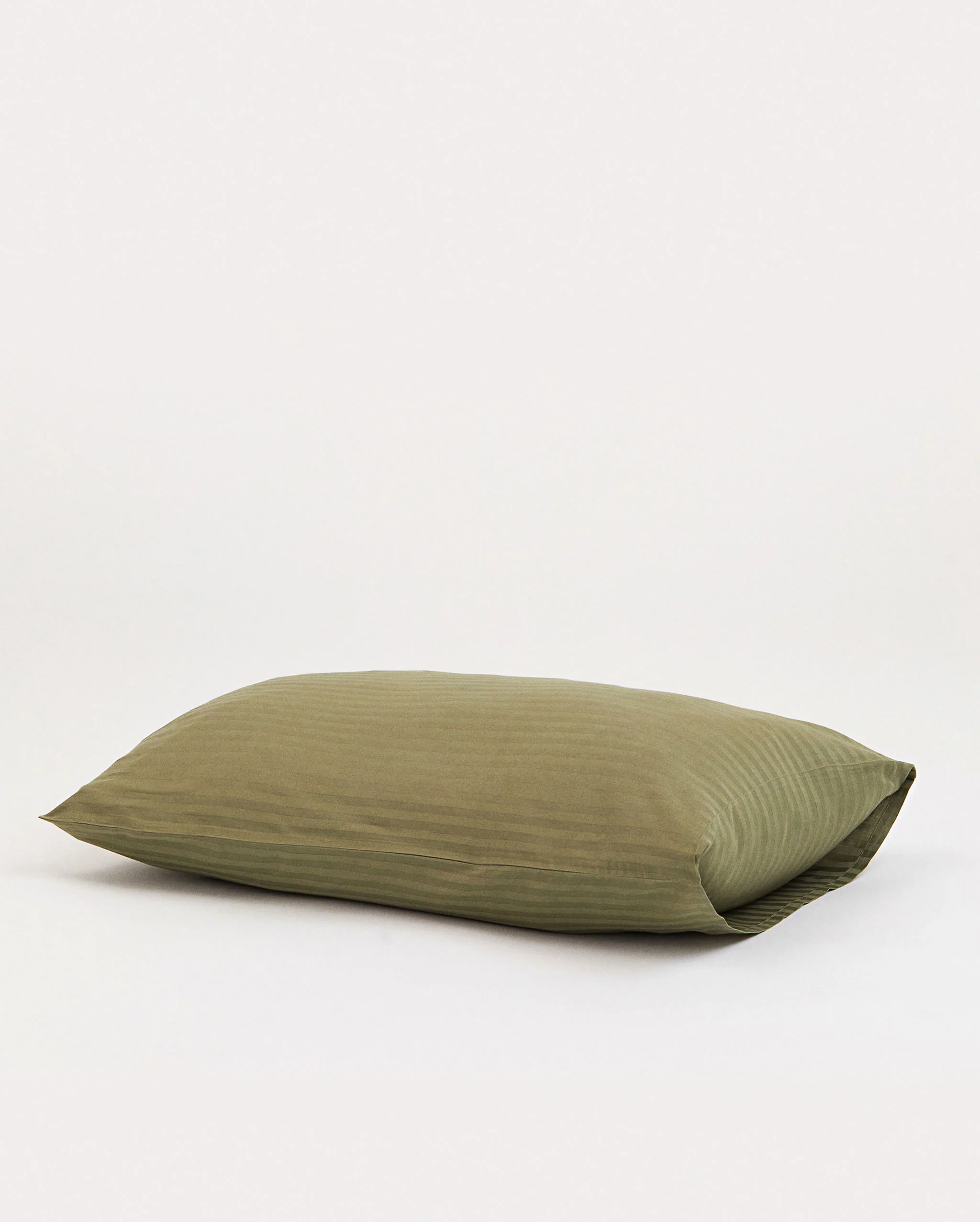 Sateen Stripe Pillowcase 2pcs - Oil Green - Image 5