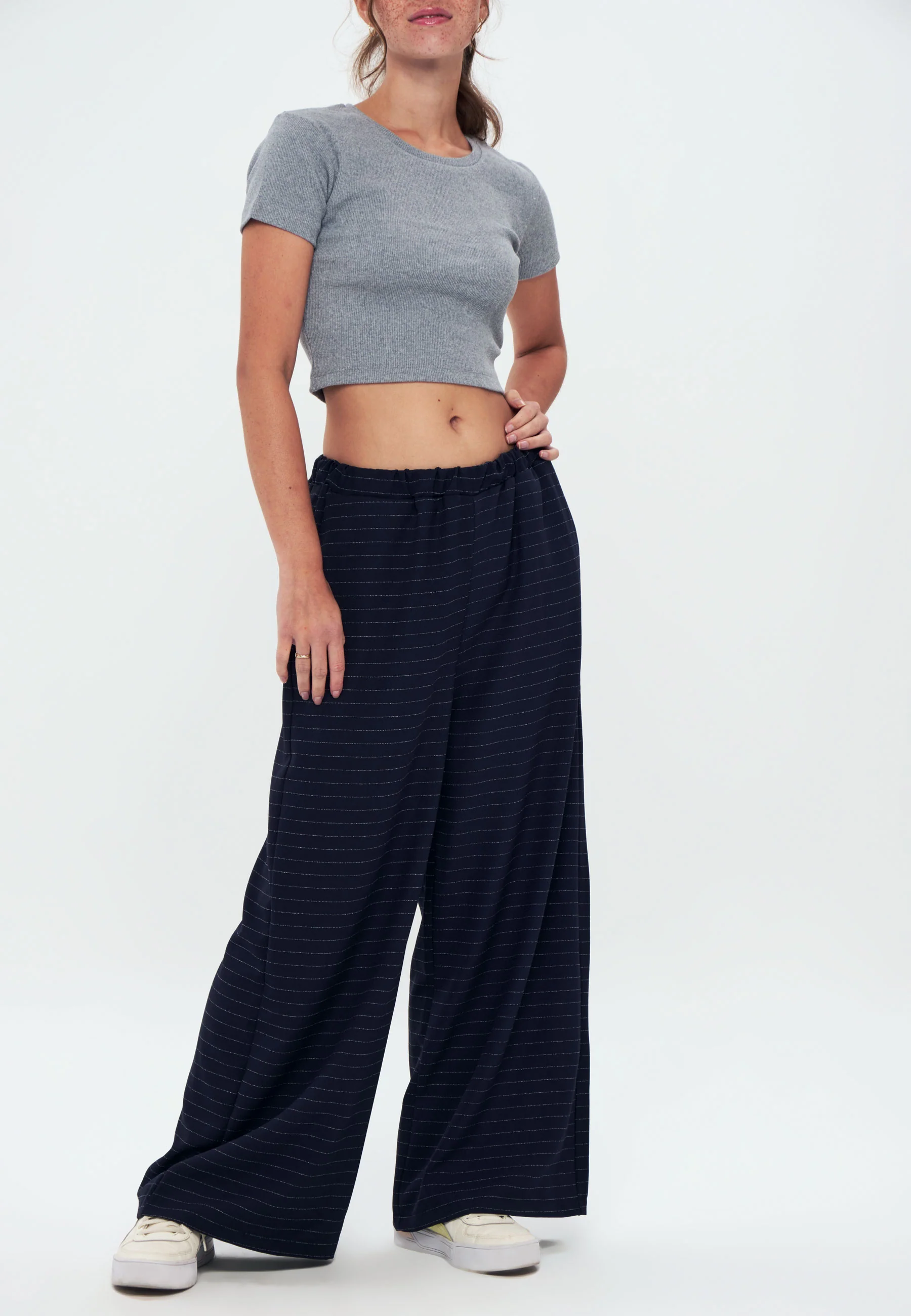 Striped Trousers - Tracksuit bottoms - Navy blue