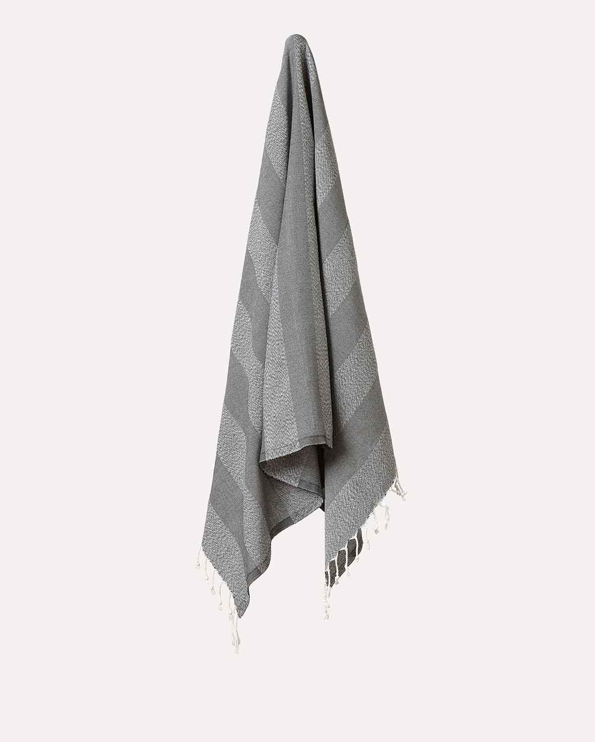 Stripes Handwoven Beach Towel - Grey - Image 5