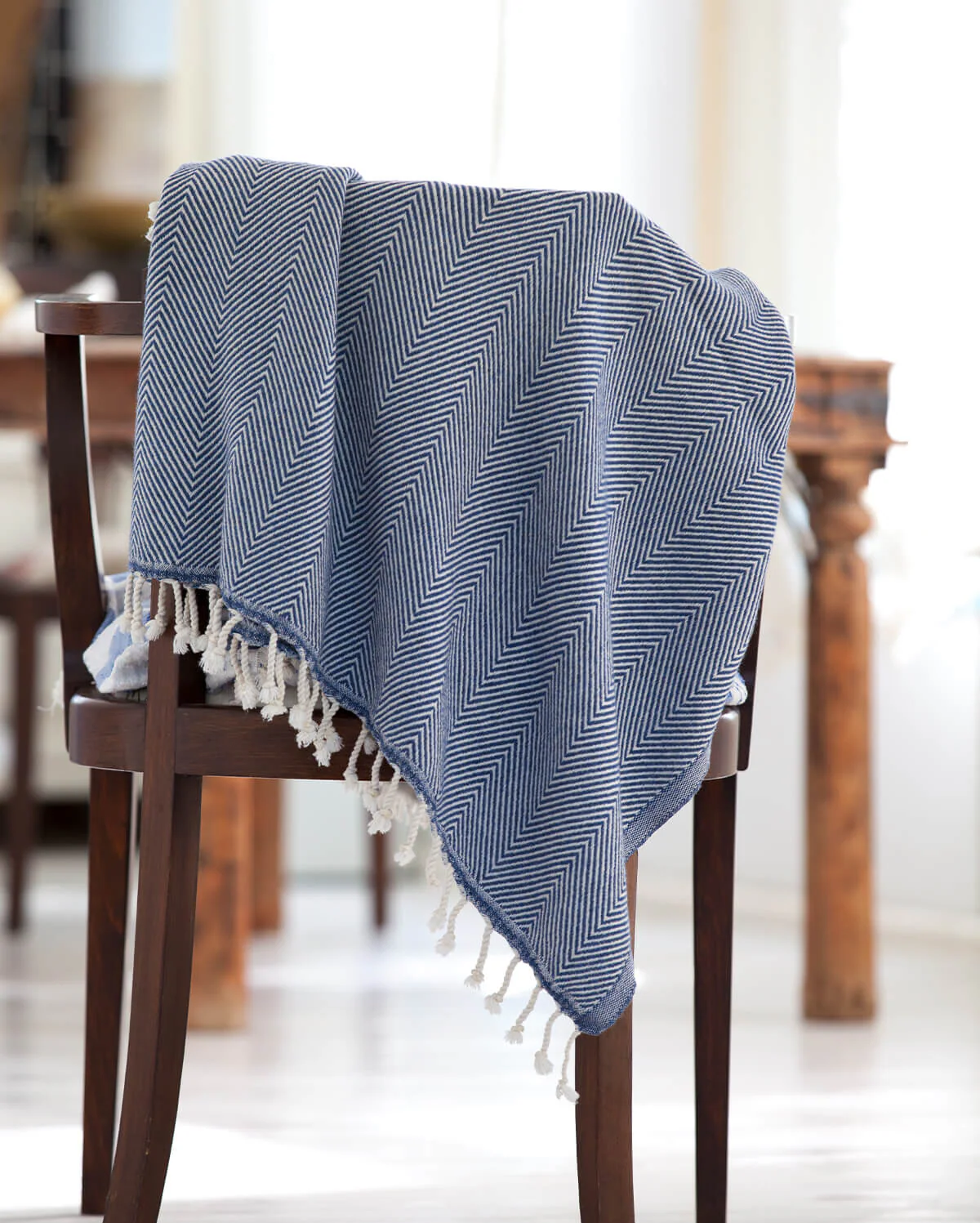 Herringbone Wool Throw - Denim - Image 2