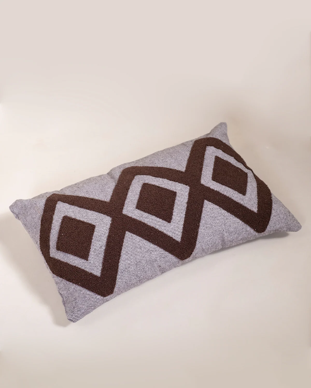 Zigzag Embroidery Cushion Cover - Brown - Image 4