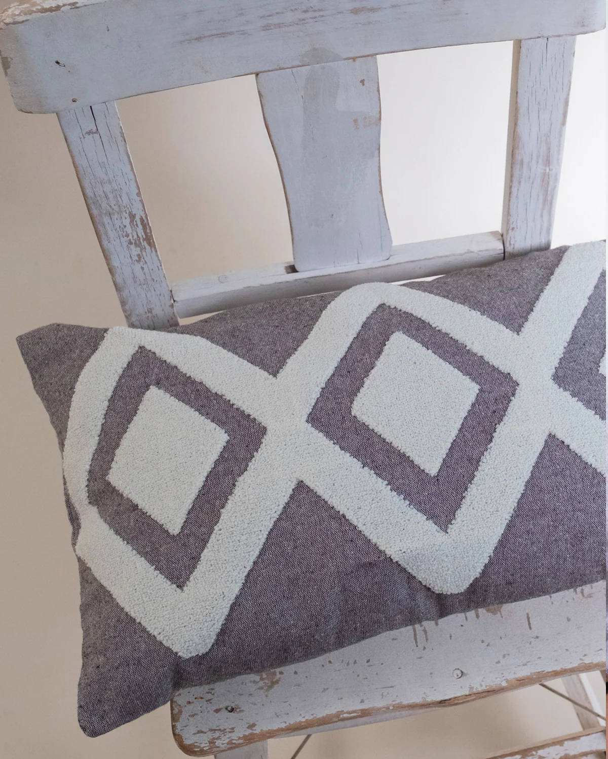 Zigzag Embroidery Cushion Cover - Crayola & Dark Grey - Image 9