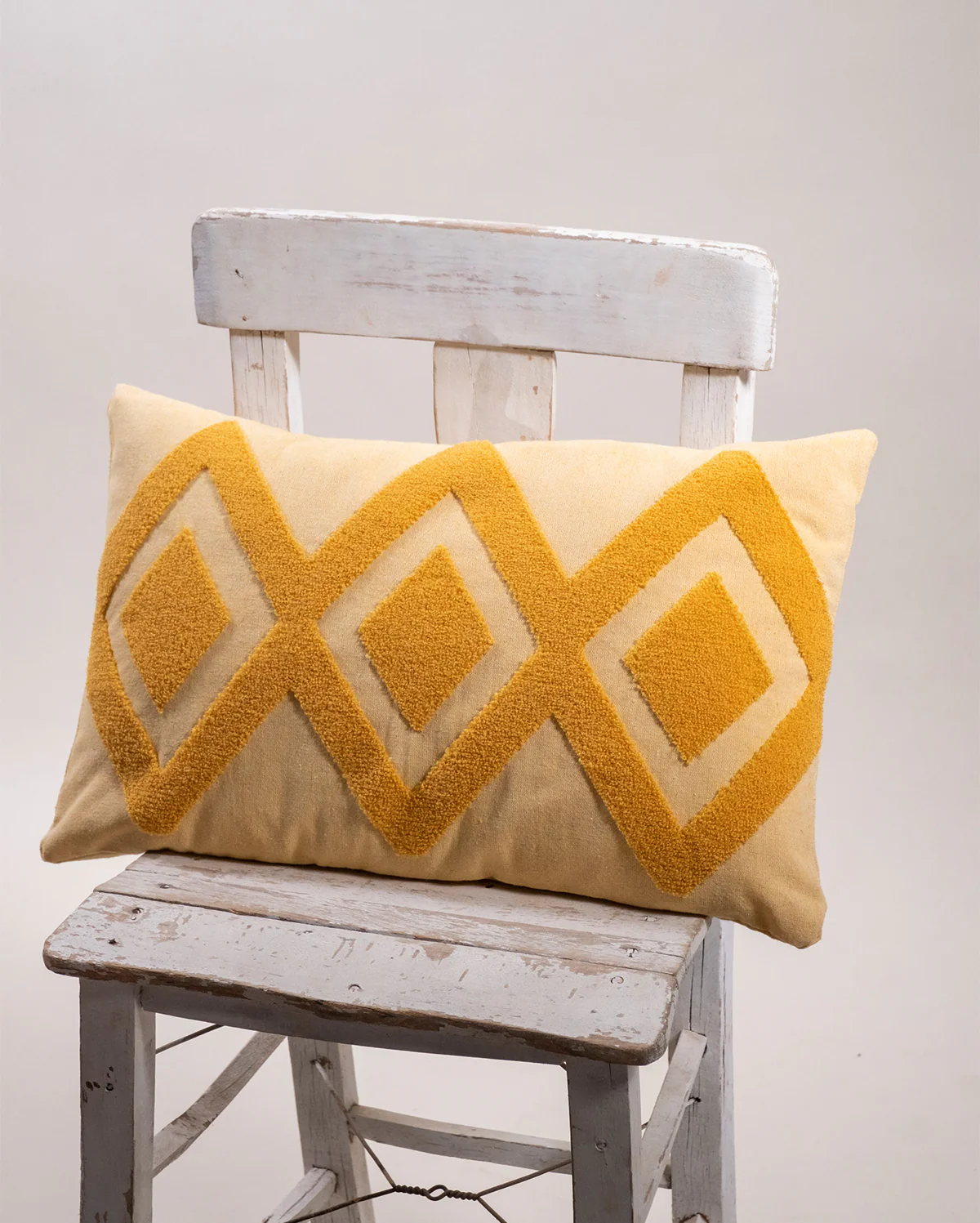 Zigzag Embroidery Cushion Cover - Mustard & Blush - Image 8