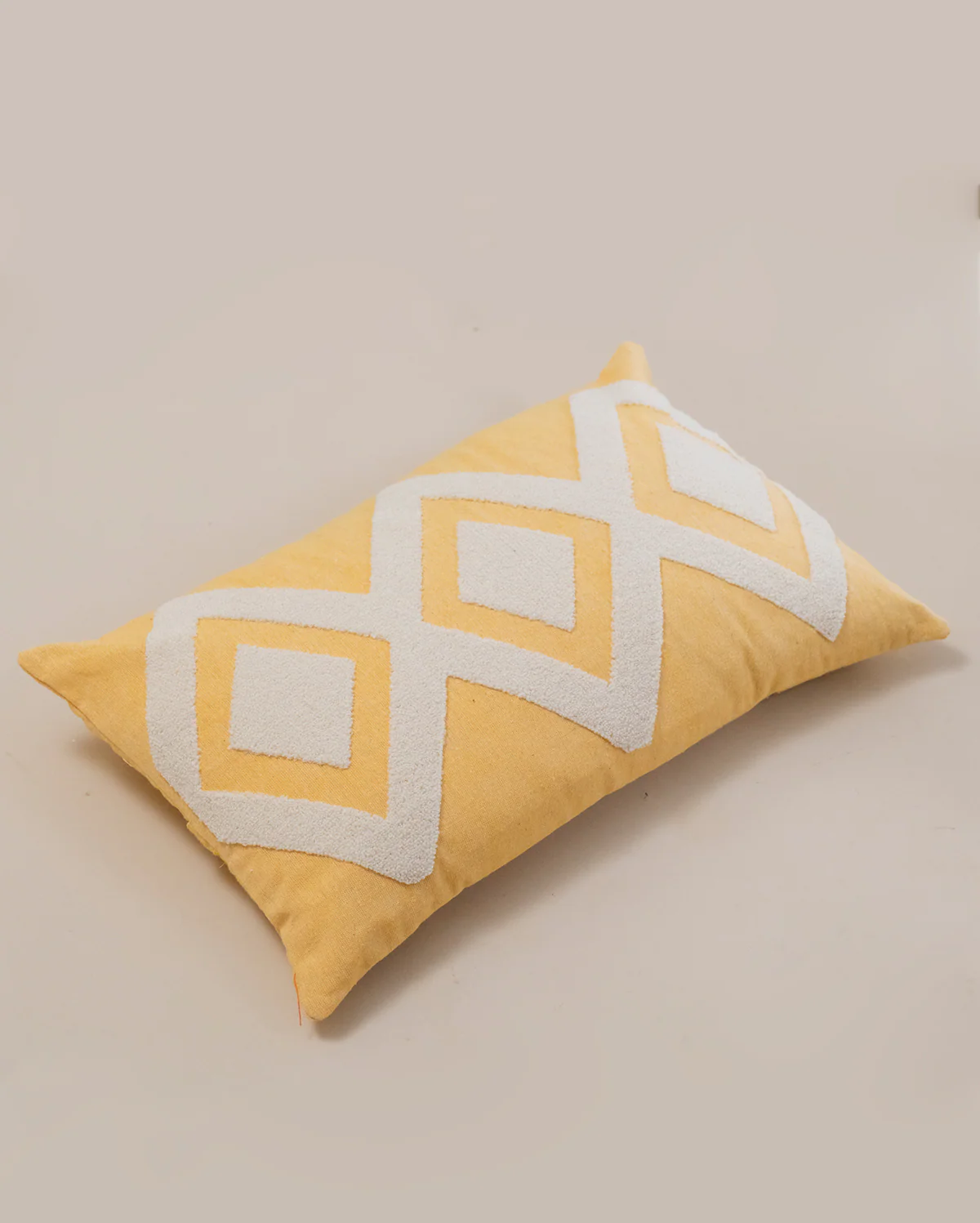 Zigzag Embroidery Cushion Cover - Yellow & Grey - Image 3